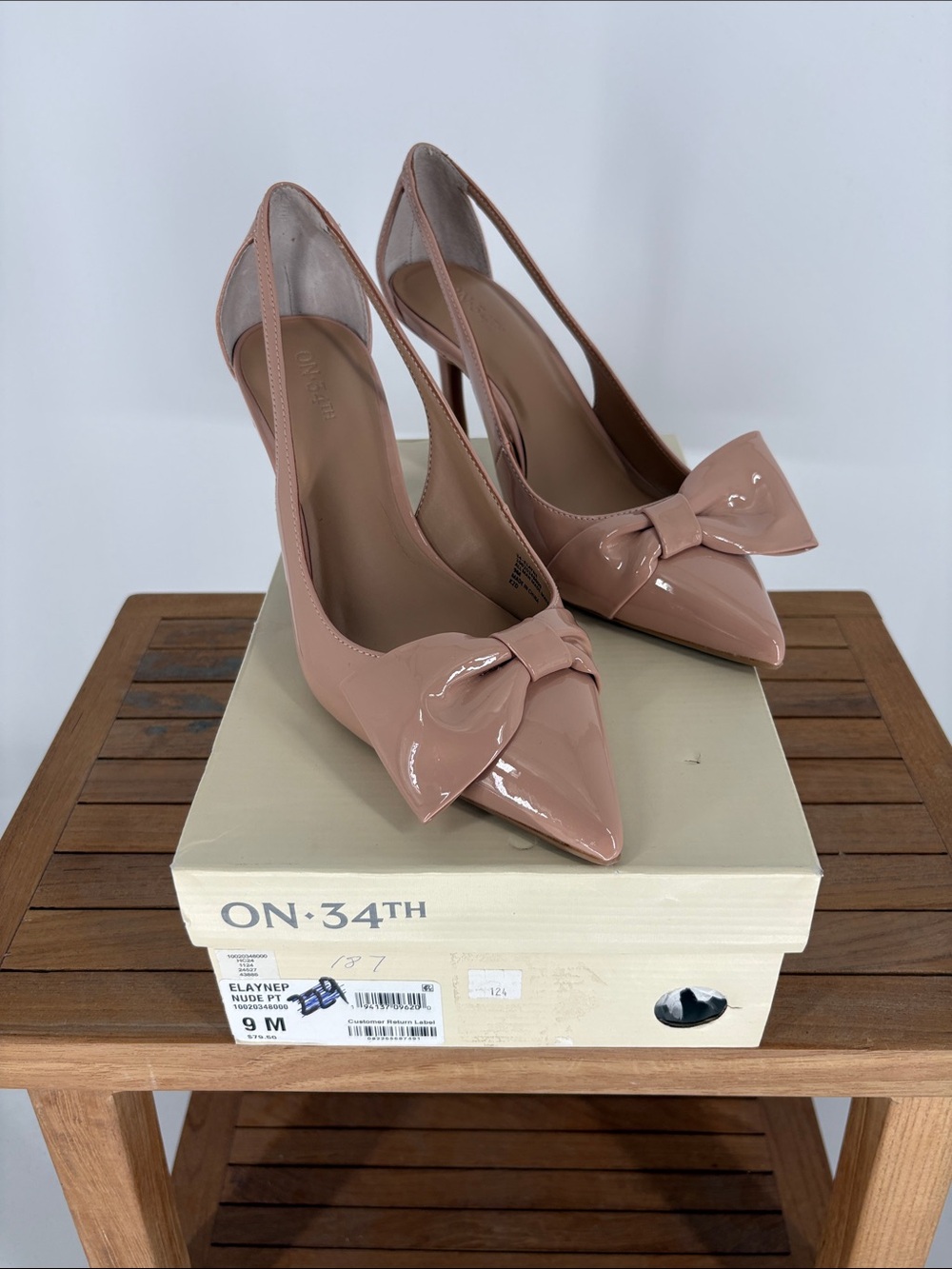 New on 34th Patent Bow Pointed-Toe Slingback Pumps - Women size 9 M